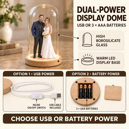 Custom 3D Family Figurine From Photo, Hand-Painted Personalized Statue, Wood Light Base