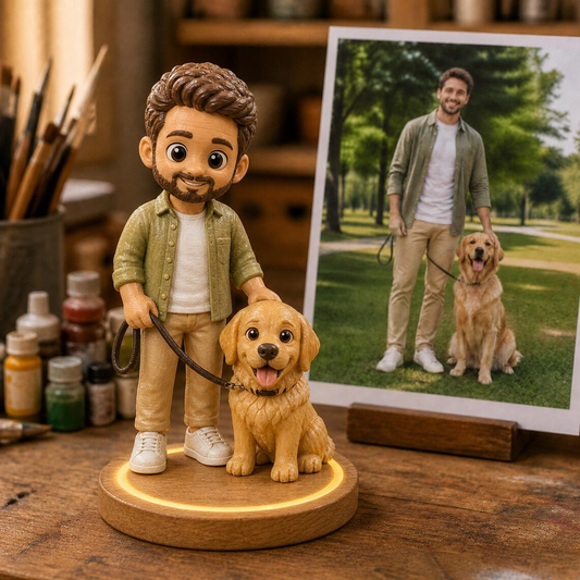 Personalized 3D Printed Memory Figurine – Custom People & Pet Statue