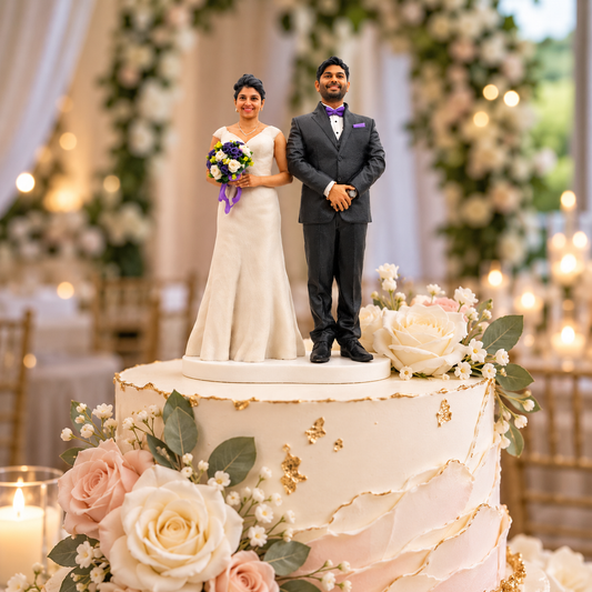 Customized wedding cake topper statues based on photos | Personalized three-dimensional couple keepsakes, suitable for weddings and birthday parties